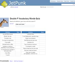 Double F Vocabulary Words Quiz