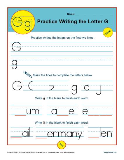 Practice Writing the Letter G