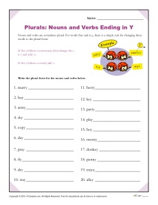 Plurals: Nouns and Verbs Ending in Y