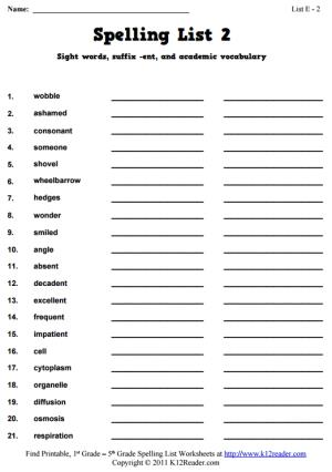 Week 2 Spelling Words (List E-2)