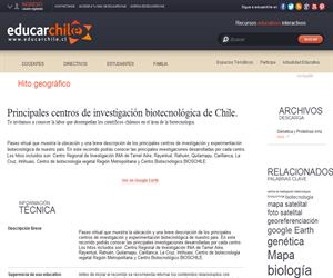 Principales centros de investigación biotecnológica de Chile. (Educarchile)