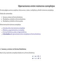 Operaciones entre números complejos