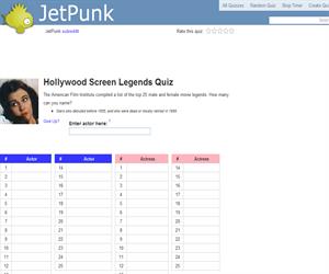 Hollywood Screen Legends Quiz