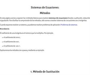 Métodos para resolver sistemas de ecuaciones