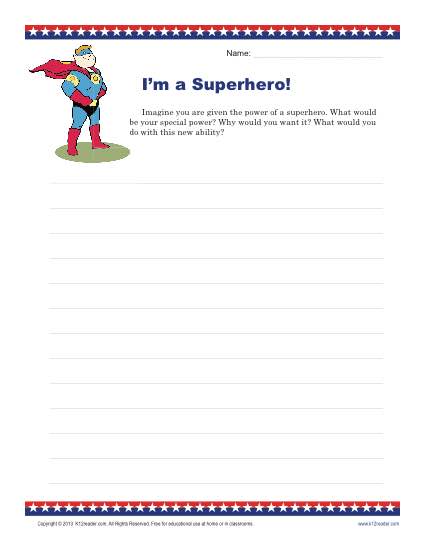 I’m a Superhero! Writing Prompt