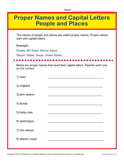 Proper Names and Capital Letters: People and Places