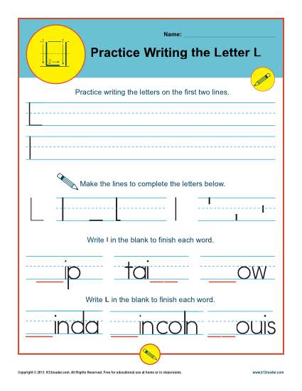 Practice Writing the Letter L