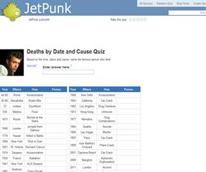 Deaths by Date and Cause Quiz