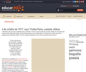 5 de febrero de 1967: Muere Violeta Parra, cantante chilena (Educarchile)
