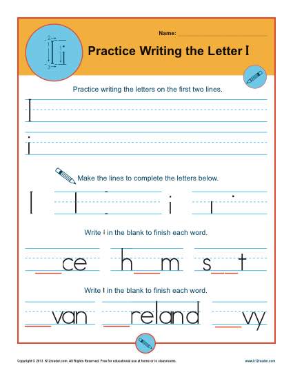 Practice Writing the Letter I