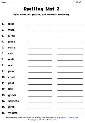 Week 2 Spelling Words (List B-2)