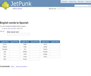 English words to Spanish
