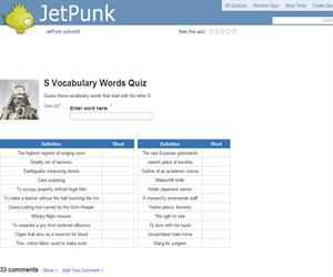 S Vocabulary Words Quiz