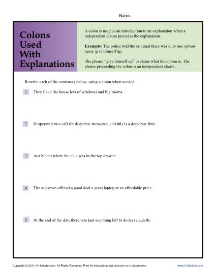 Colons Used With Explanations