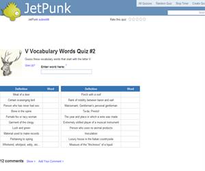 V Vocabulary Words Quiz 2
