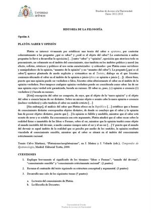 Examen de Selectividad: Historia de la filosofía. Asturias. Convocatoria Junio 2013