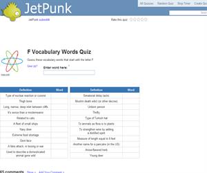 F Vocabulary Words Quiz