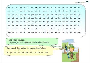 Ficha de lectura de los diferentes tipos de sílaba
