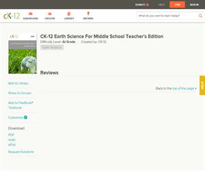 CK-12 Earth Science For Middle School Teacher's Editio? At grade