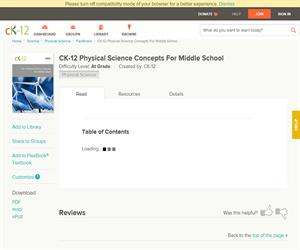 CK-12 Physical Science Concepts For Middle Schoo? At grade
