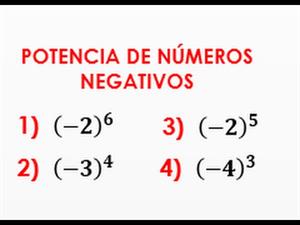 Potenciación de números negativos, exponente par e impar