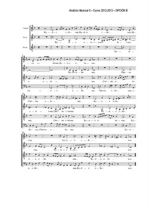 Examen de Selectividad: Análisis musical (partitura 2). Andalucía. Convocatoria Septiembre 2013