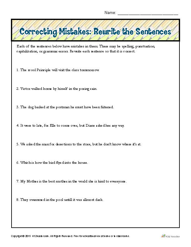 Correcting Mistakes: Rewrite the Sentences