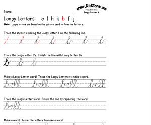 Cursive Handwriting Worksheet for the Letter b (Educarchile)