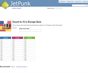 Count to 10 in Europe Quiz