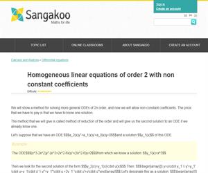 Homogeneous linear equations of order 2 with non constant coefficients