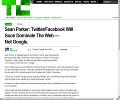 Twitter y Facebook pronto dominarán la Web, y no Google - Sean Parker