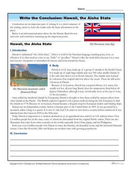 Write the Conclusion: Hawaii, the Aloha State