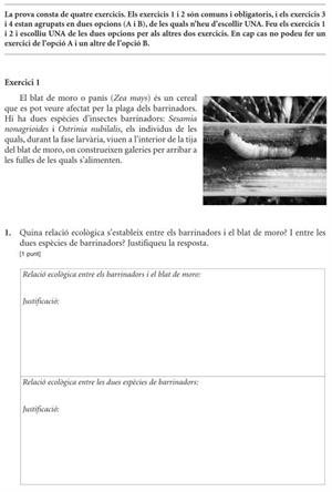 Examen de Selectividad: Biología. Cataluña. Convocatoria Junio 2012