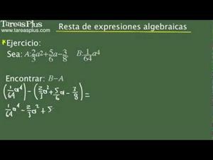 Resta de expresiones algebraicas. Problema 14 de 15 (Tareas Plus)