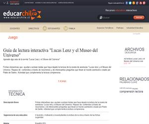 Guía de lectura interactiva "Lucas Lenz y el Museo del Universo" (Educarchile)