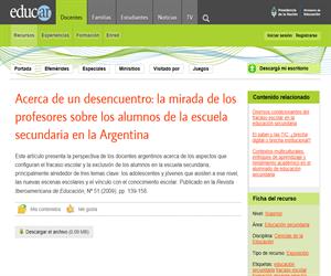Acerca de un desencuentro: la mirada de los profesores sobre los alumnos de la escuela secundaria en la Argentina