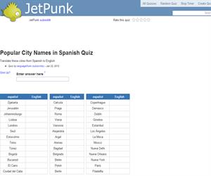 Popular City Names in Spanish Quiz
