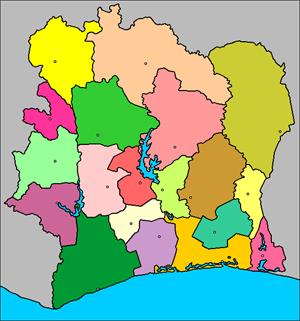 Mapa interactivo de Costa de Marfil: regiones y capitales (luventicus.org)