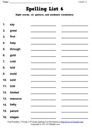Week 6 Spelling Words (List B-6)