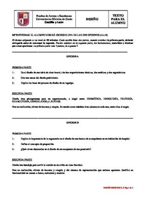 Examen de Selectividad: Diseño. Castilla y León. Convocatoria Junio 2014