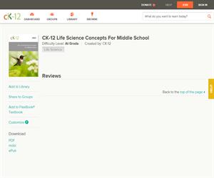 CK-12 Life Science Concepts For Middle Schoo? At grade