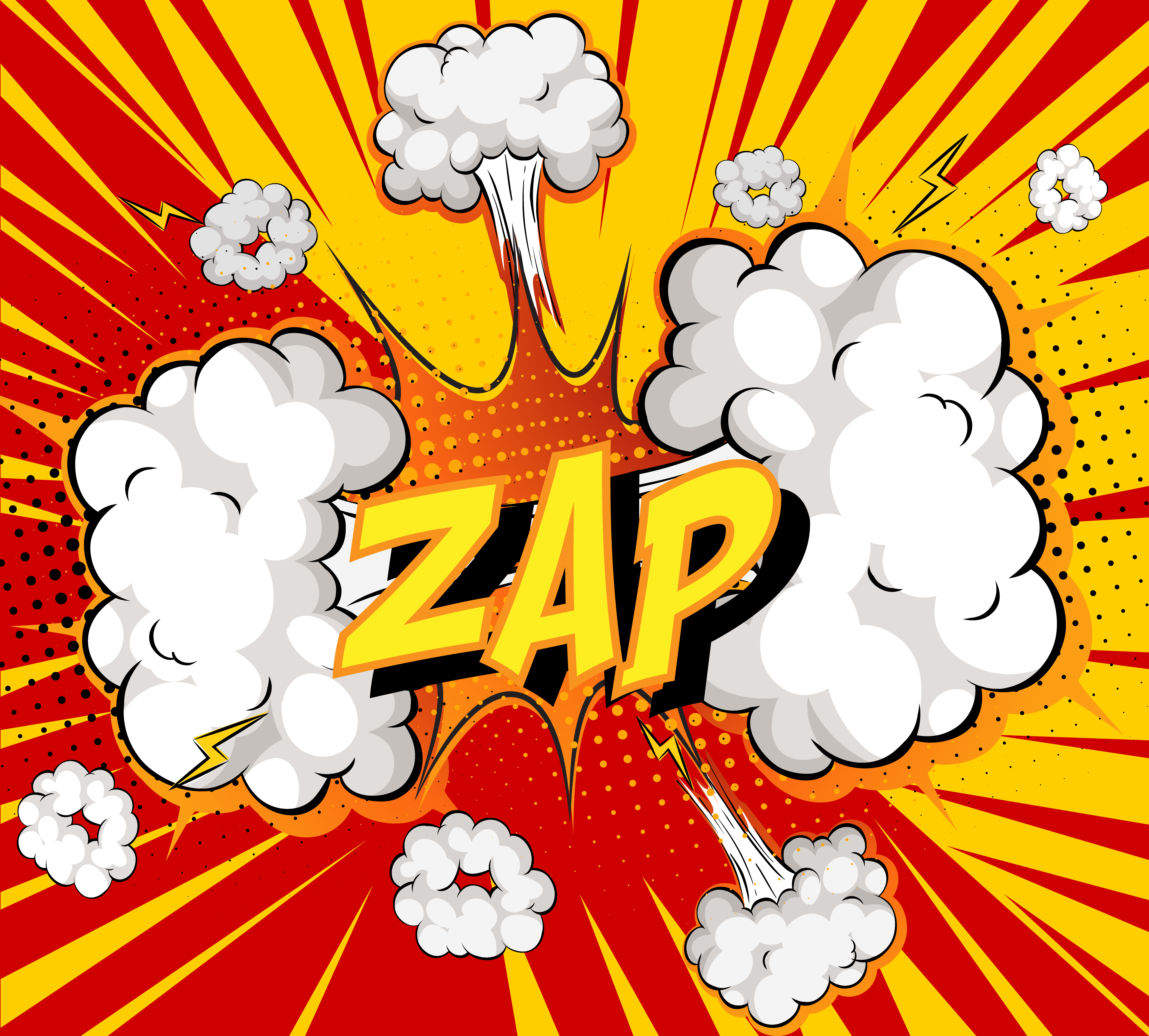 Zap on comic cloud explosion background