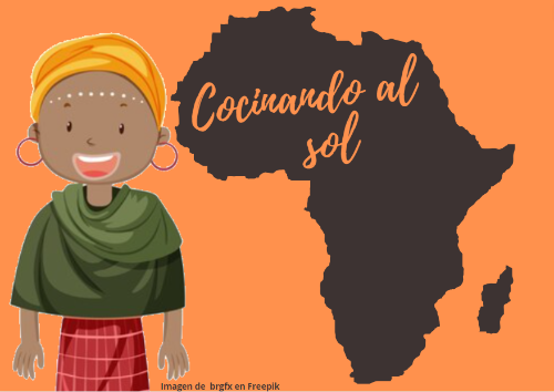 Cocinando al sol Mapa de áfrica y una niña masai