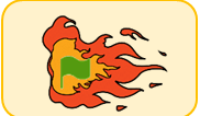 Llama de fuego con una bandera verde