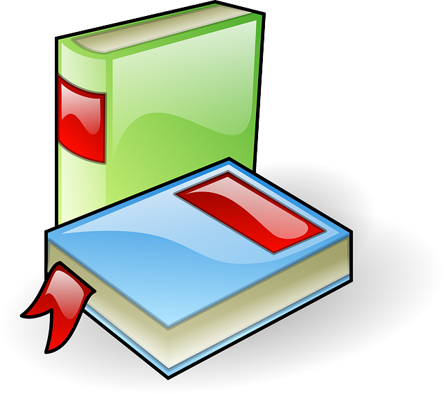 Dibujo de dos libros, uno tumbado y otro de pie