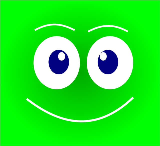 Dime Dibujo de ojos y boca blancos sobre fondo verde