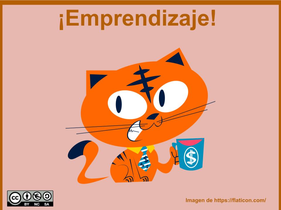 ¡Emprendizaje! Gatito con corbata y cara de pillo con una taza con el símbolo del dolar