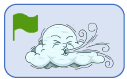 Nube de viento con una bandera verde