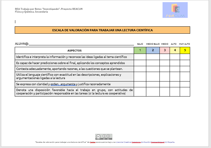ESCALA VALORACION INFORME CIENTIFICO ESCRITO