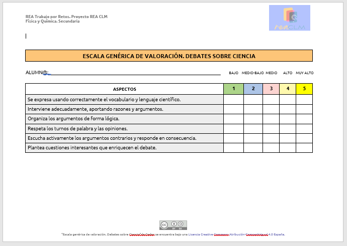 ESCALA VALORACION DEBATES CIENCIA